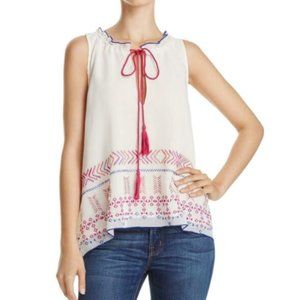 BANJARA | Embroidered Tassel Tank Top Cream